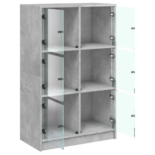 Skab med låger 68x37x109 cm konstrueret træ betongrå
