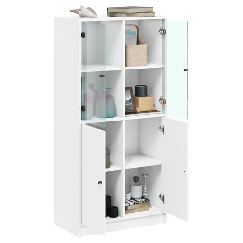 Skab med låger 68x37x142 cm konstrueret træ hvid
