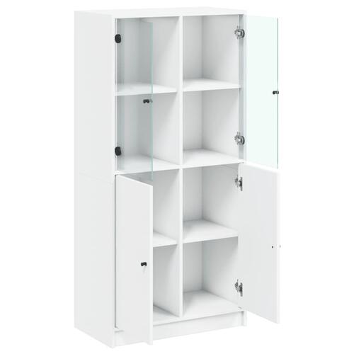 Skab med låger 68x37x142 cm konstrueret træ hvid