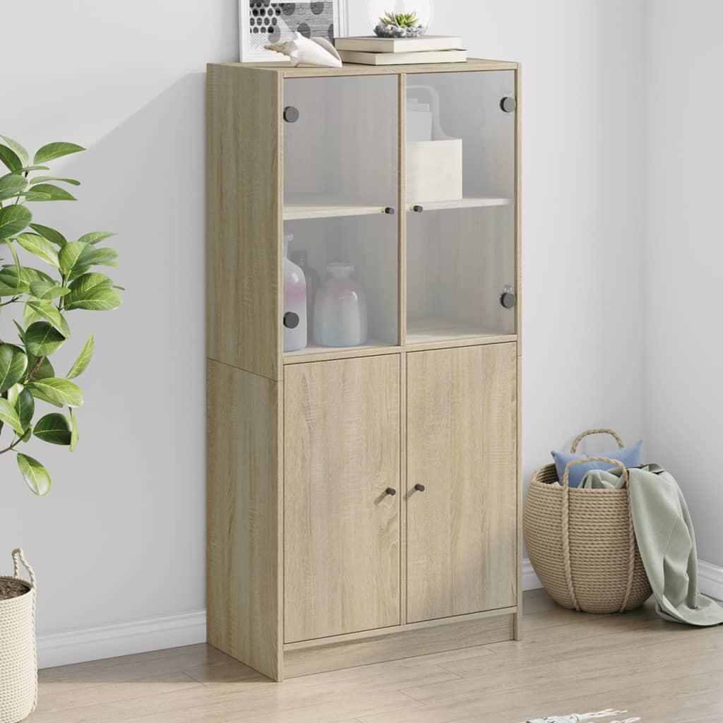 Skab med låger 68x37x142 cm konstrueret træ sonoma-eg