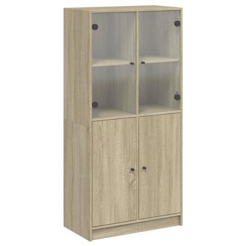 Skab med låger 68x37x142 cm konstrueret træ sonoma-eg