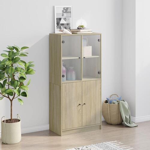 Skab med låger 68x37x142 cm konstrueret træ sonoma-eg