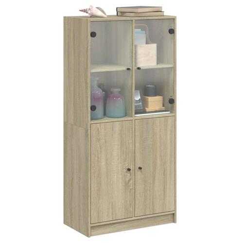 Skab med låger 68x37x142 cm konstrueret træ sonoma-eg