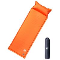Selvoppustelig campingmadras med pude orange