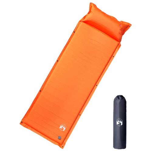Selvoppustelig campingmadras med pude orange