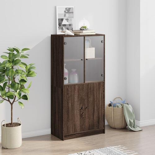 Skab med låger 68x37x142 cm konstrueret træ brun egetræsfarve