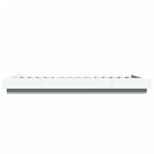 Sengeramme med LED-lys 90x190 cm konstrueret træ hvid