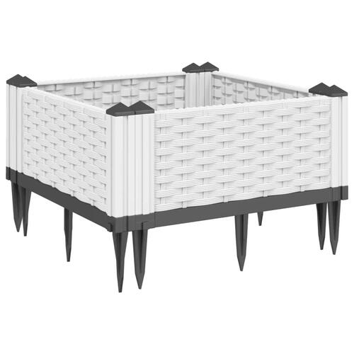 Plantekasse med spyd 42,5x42,5x28,5 cm PP hvid