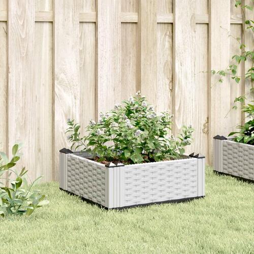 Plantekasse med spyd 42,5x42,5x28,5 cm PP hvid