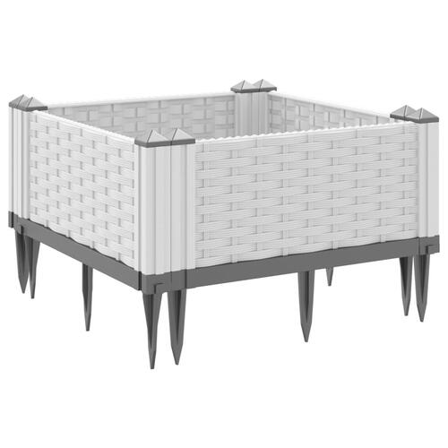 Plantekasse med spyd 42,5x42,5x28,5 cm PP hvid