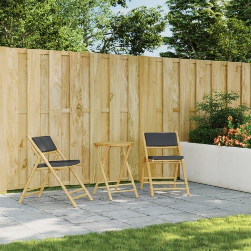 Foldbare bistrostole 2 stk. med mørkegrå hynder bambus