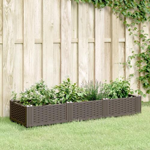 Plantekasse med spyd 125x40x28,5 cm PP brun