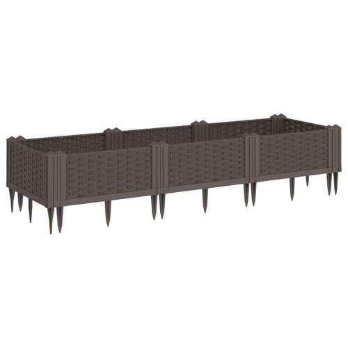 Plantekasse med spyd 125x40x28,5 cm PP brun