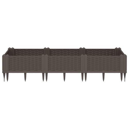 Plantekasse med spyd 125x40x28,5 cm PP brun
