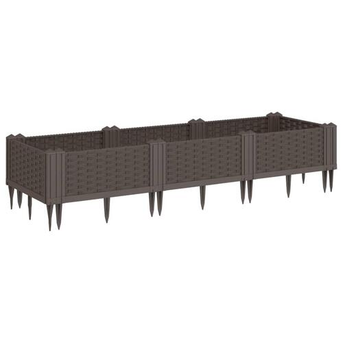 Plantekasse med spyd 125x40x28,5 cm PP brun