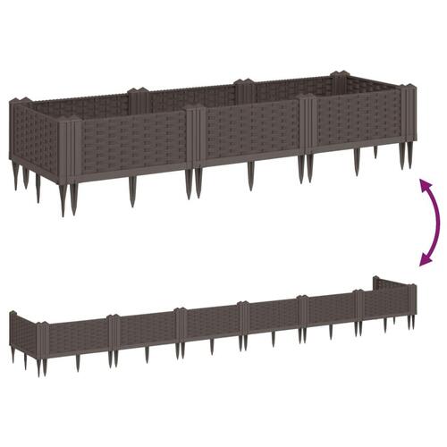 Plantekasse med spyd 125x40x28,5 cm PP brun