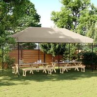 Foldbart pop up-festtelt 580x292x315 cm gråbrun