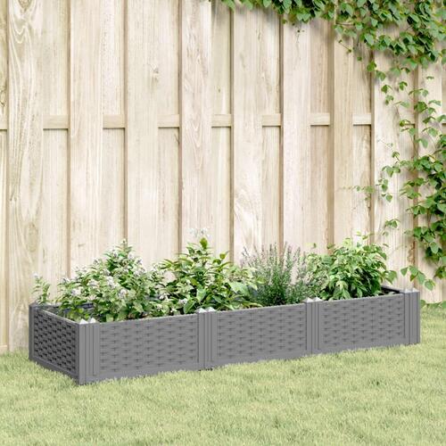 Plantekasse med spyd 125x40x28,5 cm PP lysegrå