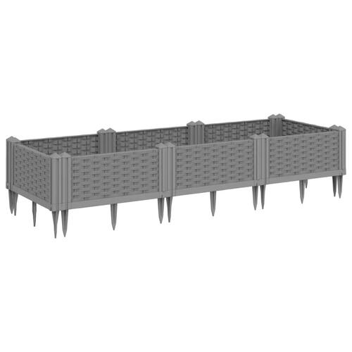 Plantekasse med spyd 125x40x28,5 cm PP lysegrå