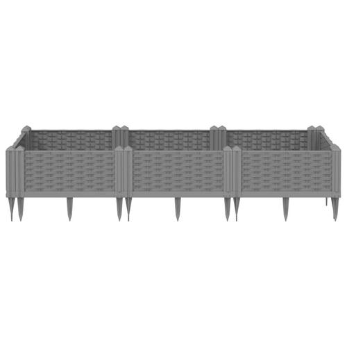 Plantekasse med spyd 125x40x28,5 cm PP lysegrå