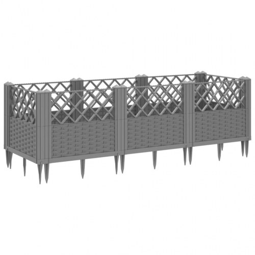 Plantekasse med spyd 123,5x43,5x43,5 cm PP lysegrå