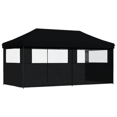Foldbart pop-up festtelt med 3 sidevægge sort