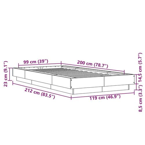 Sengeramme 100x200 cm konstrueret træ betongrå