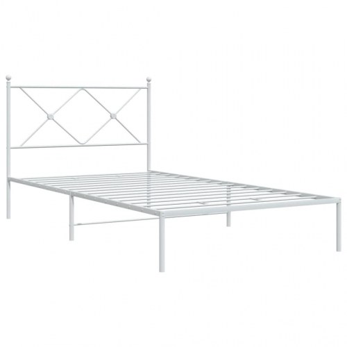 Sengeramme med sengegavl 100x190 cm metal hvid