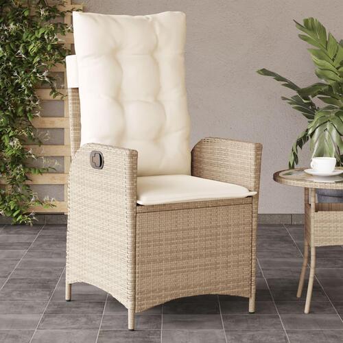 Havestole 2 stk. med lænefunktion og hynder polyrattan beige