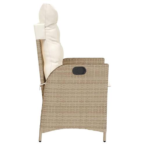 Havestole 2 stk. med lænefunktion og hynder polyrattan beige