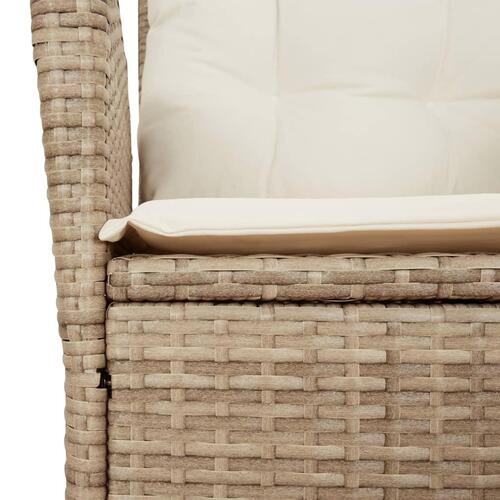 Havestole 2 stk. med lænefunktion og hynder polyrattan beige