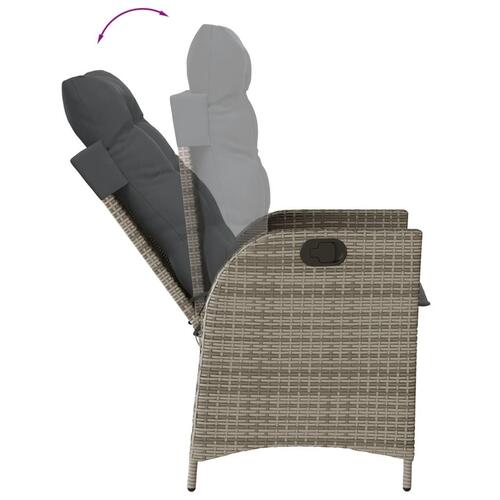 Spisebordssæt til haven 7 dele med hynder polyrattan grå