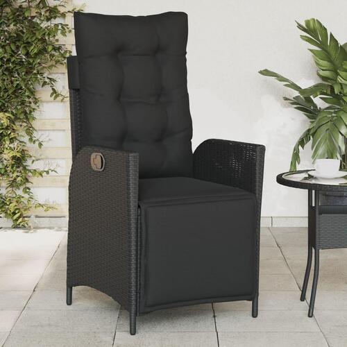 Havestole 2 stk. med lænefunktion og fodstøtte polyrattan sort