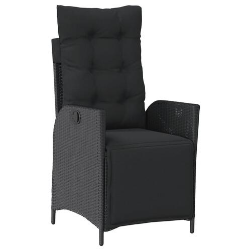 Havestole 2 stk. med lænefunktion og fodstøtte polyrattan sort