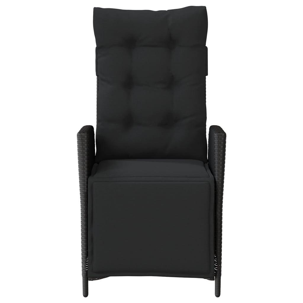 Havestole 2 stk. med lænefunktion og fodstøtte polyrattan sort
