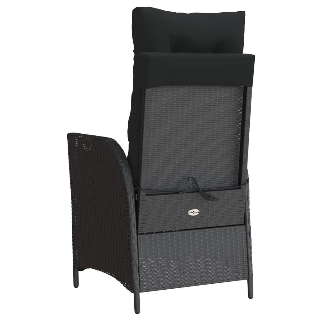 Havestole 2 stk. med lænefunktion og fodstøtte polyrattan sort