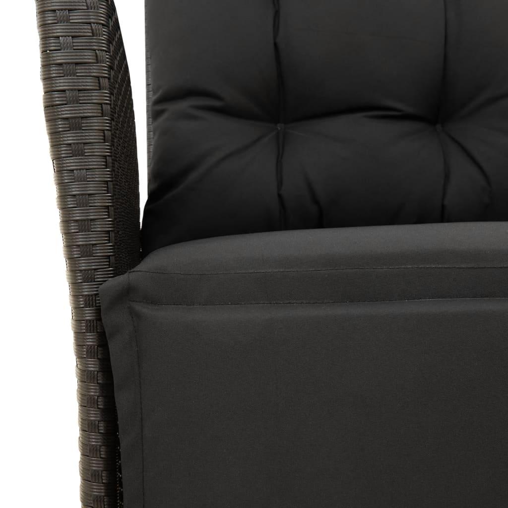Havestole 2 stk. med lænefunktion og fodstøtte polyrattan sort