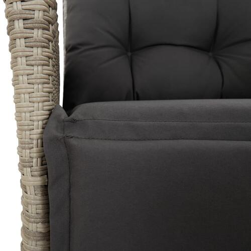 Spisebordssæt til haven 9 dele med hynder polyrattan lysegrå