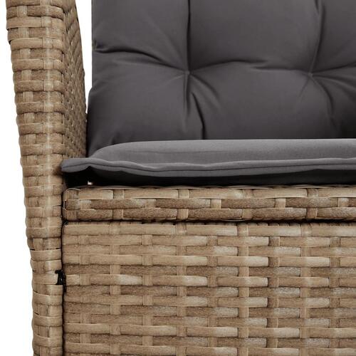 Spisebordssæt til haven 5 dele med hynder polyrattan beige