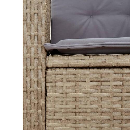 Spisebordssæt til haven 3 dele med hynder polyrattan beige