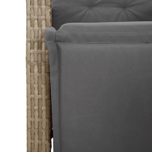 Spisebordssæt til haven 5 dele med hynder polyrattan beige
