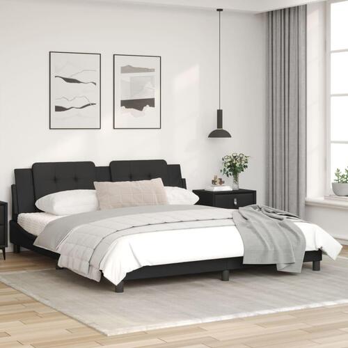 Sengeramme med LED-lys 180x200 cm kunstlæder sort