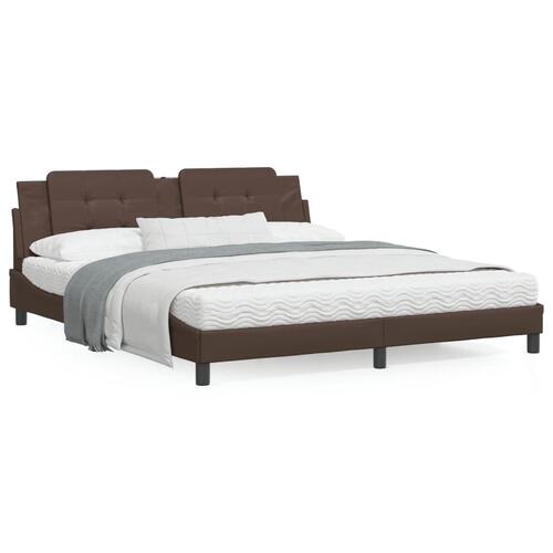 Sengeramme med LED-lys 100x200 cm kunstlæder brun