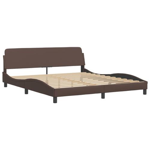 Sengeramme med LED-lys 100x200 cm kunstlæder brun