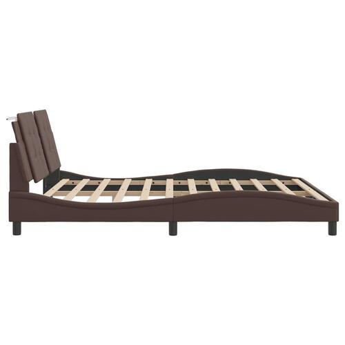 Sengeramme med LED-lys 100x200 cm kunstlæder brun