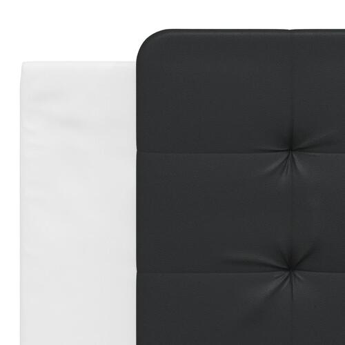 Sengeramme med LED-lys 180x200 cm kunstlæder sort og hvid
