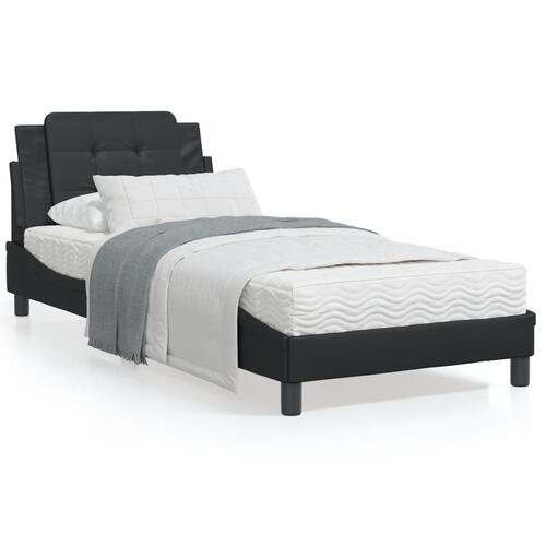 Sengeramme med LED-lys 90x190 cm kunstlæder sort