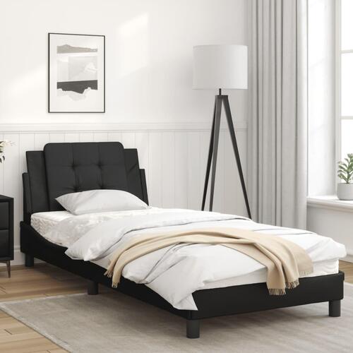 Sengeramme med LED-lys 90x200 cm kunstlæder sort