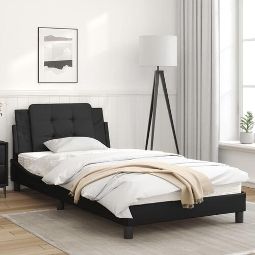 Sengeramme med LED-lys 100x200 cm kunstlæder sort