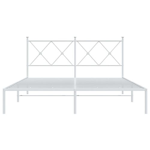 Sengeramme med sengegavl 150x200 cm metal hvid